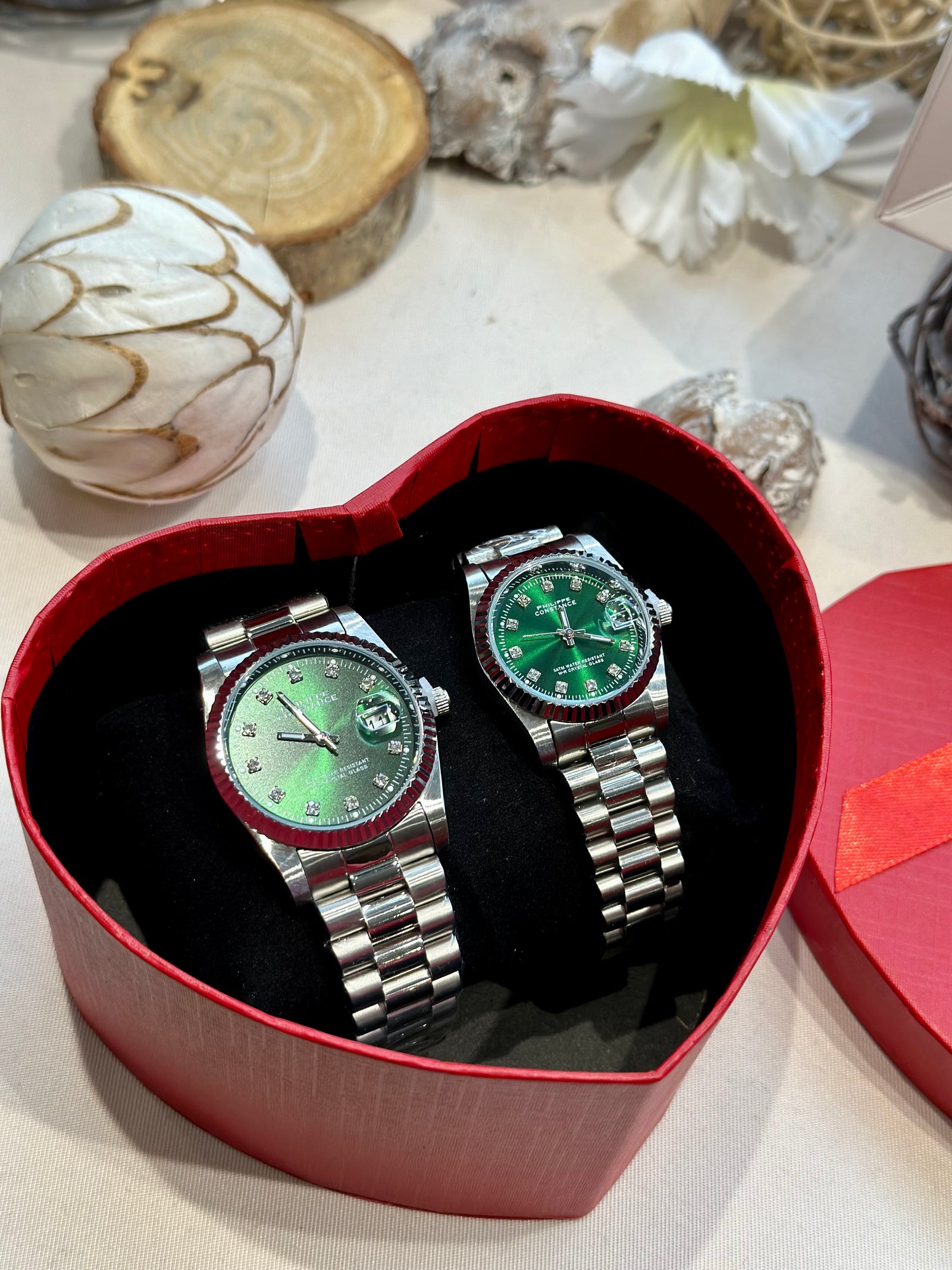Coffret couple Argent Vert