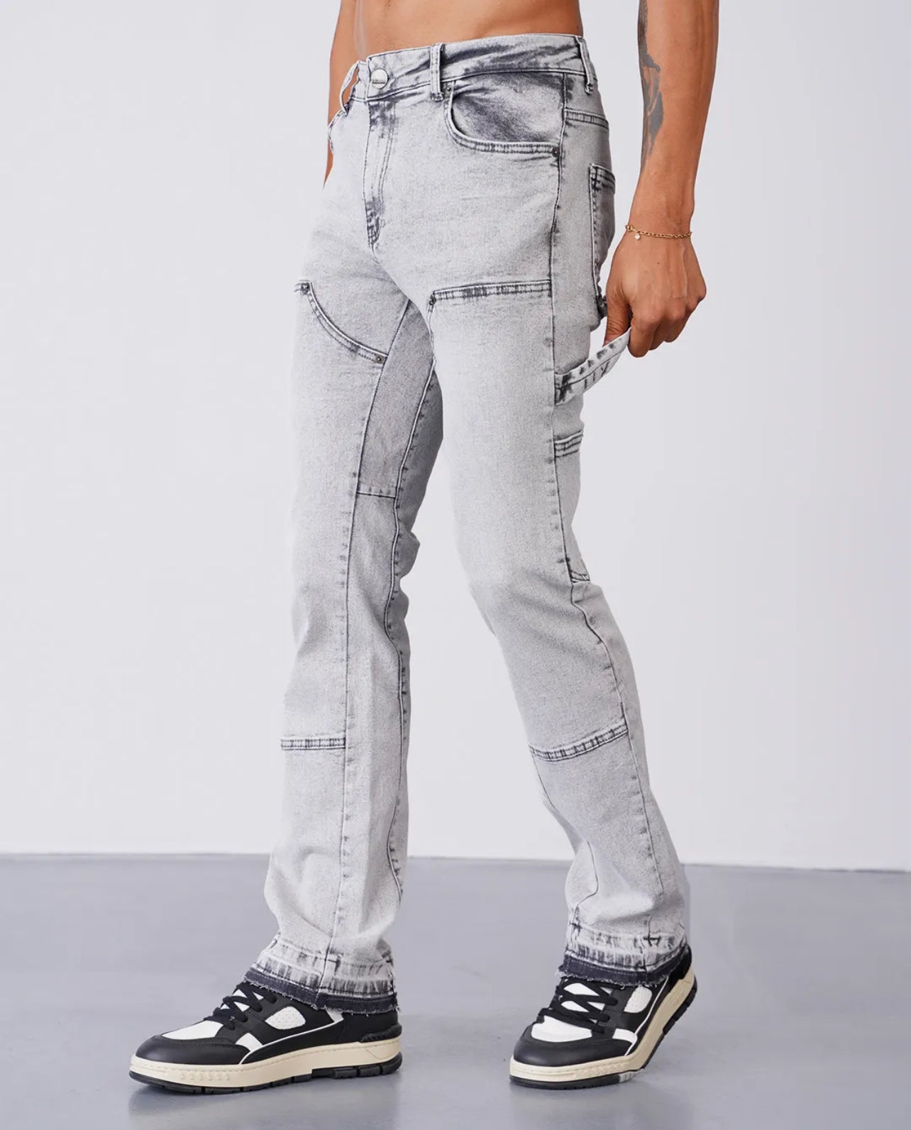 Jeans Flare gris clair
