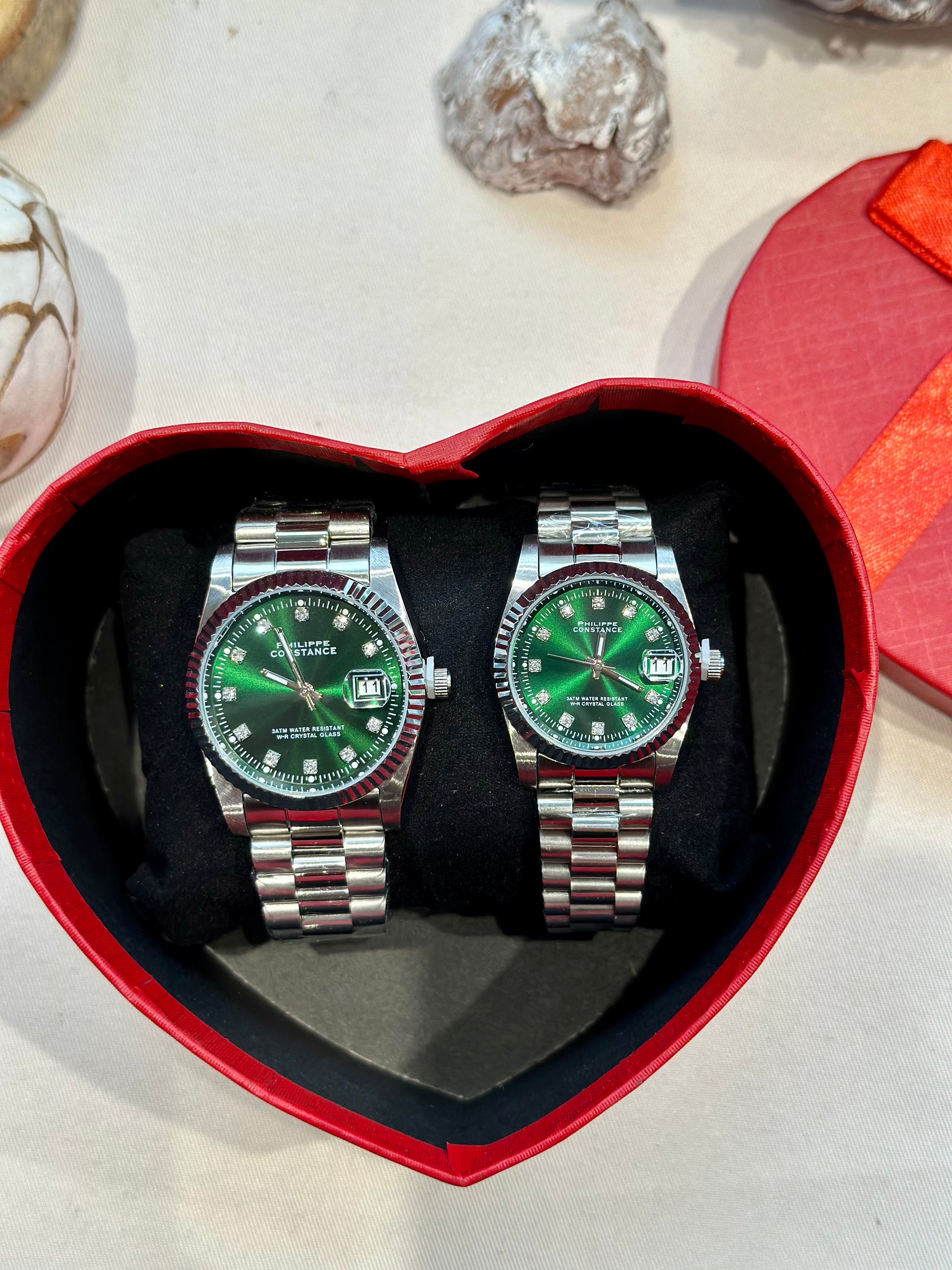 Coffret couple Argent Vert