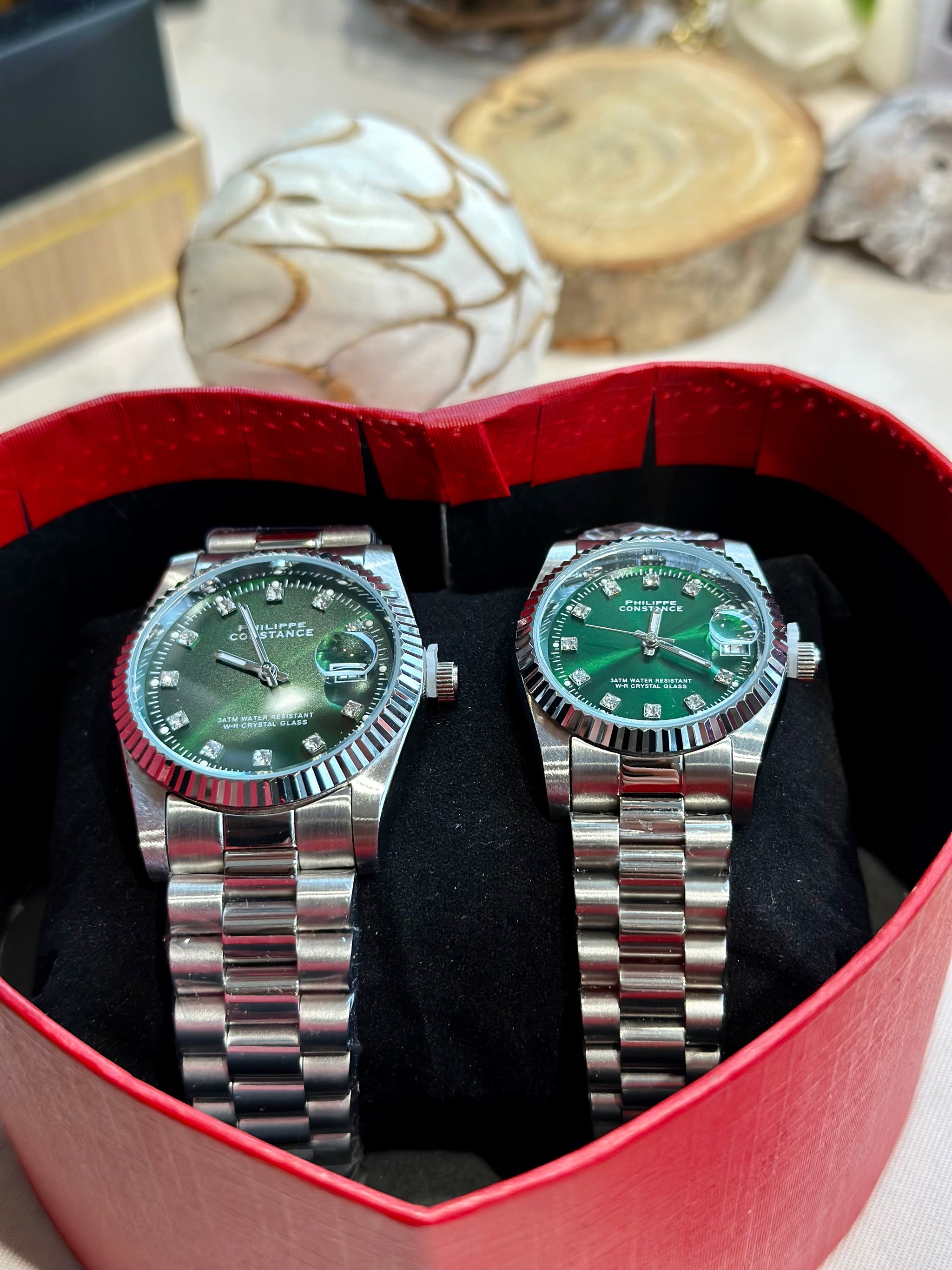 Coffret couple Argent Vert