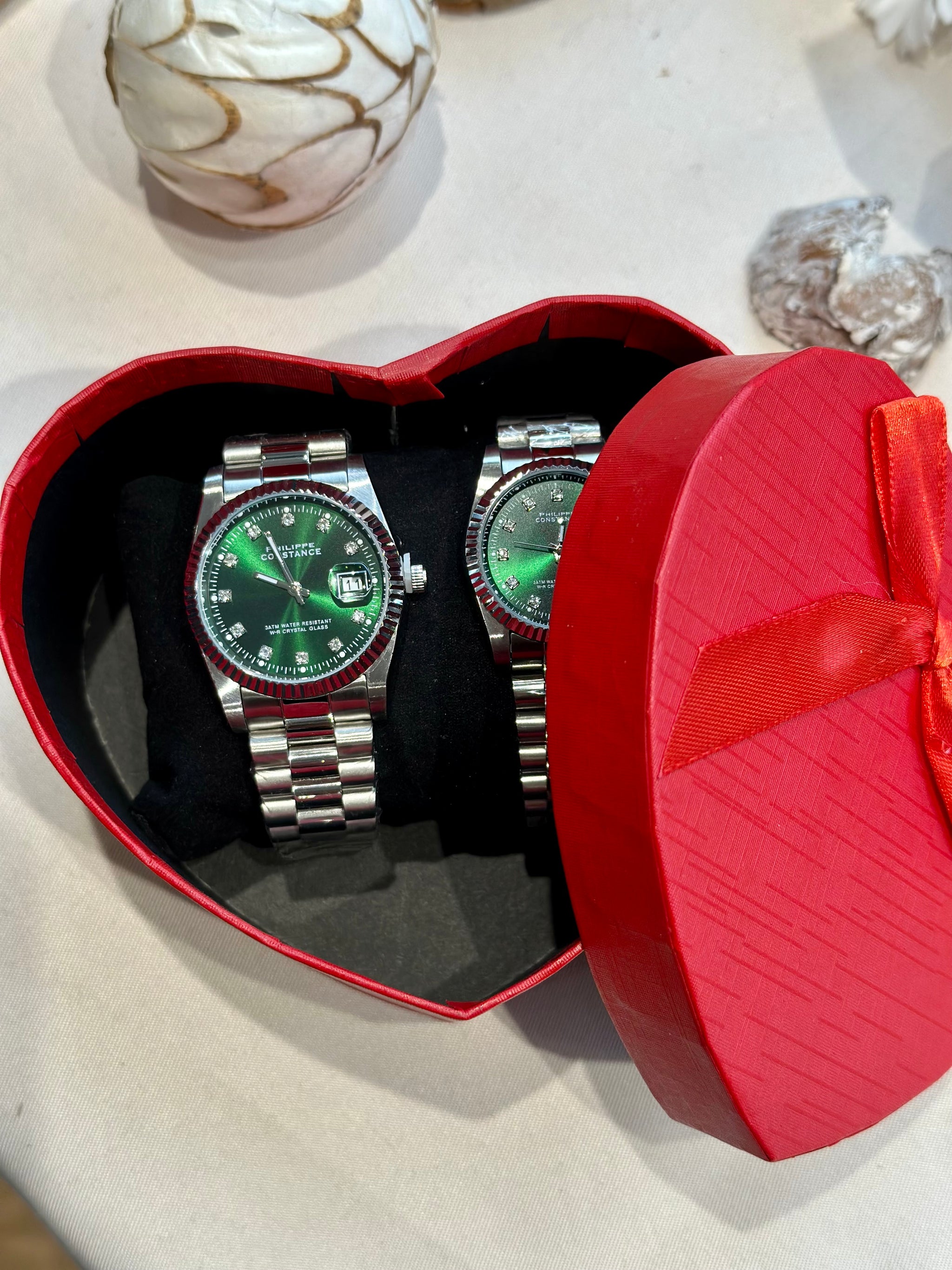 Coffret couple Argent Vert