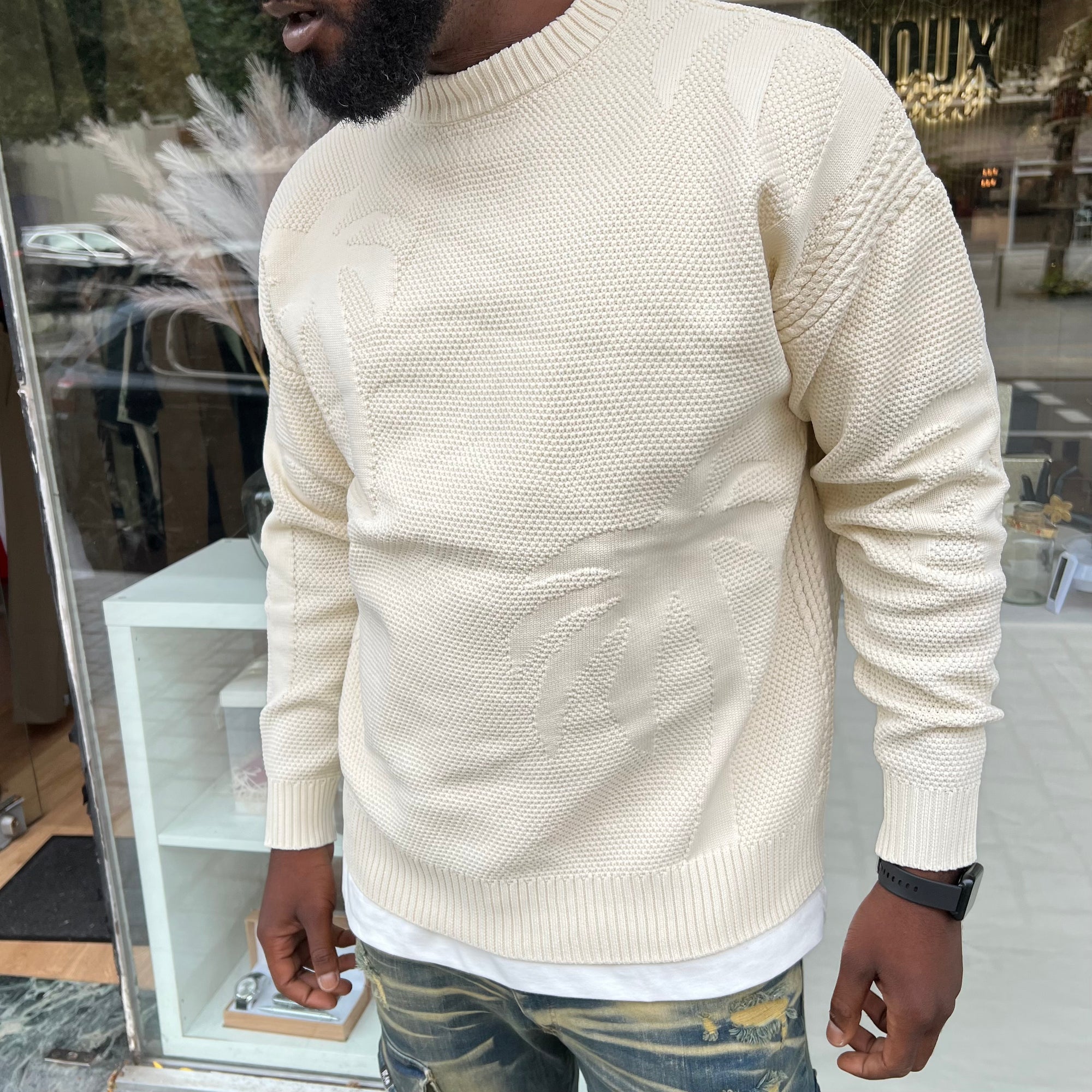 Pull Palm blanc