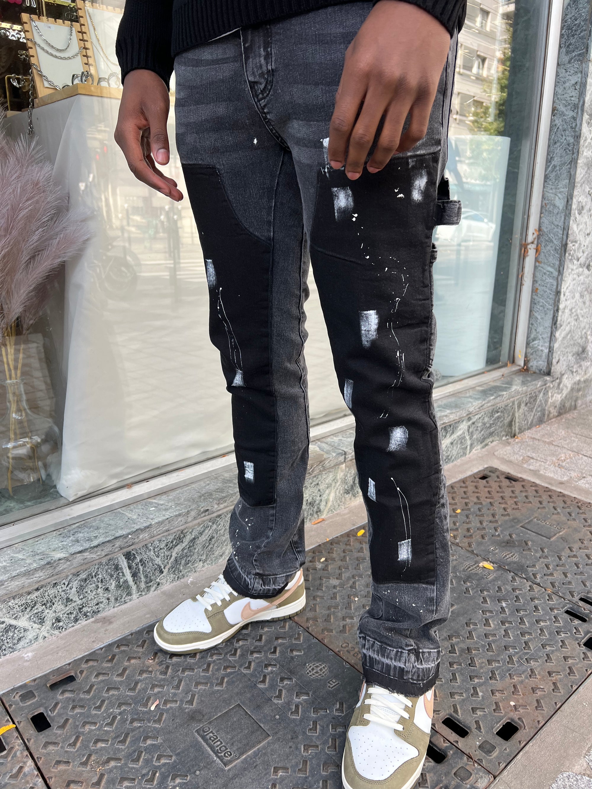Jeans peinture noir