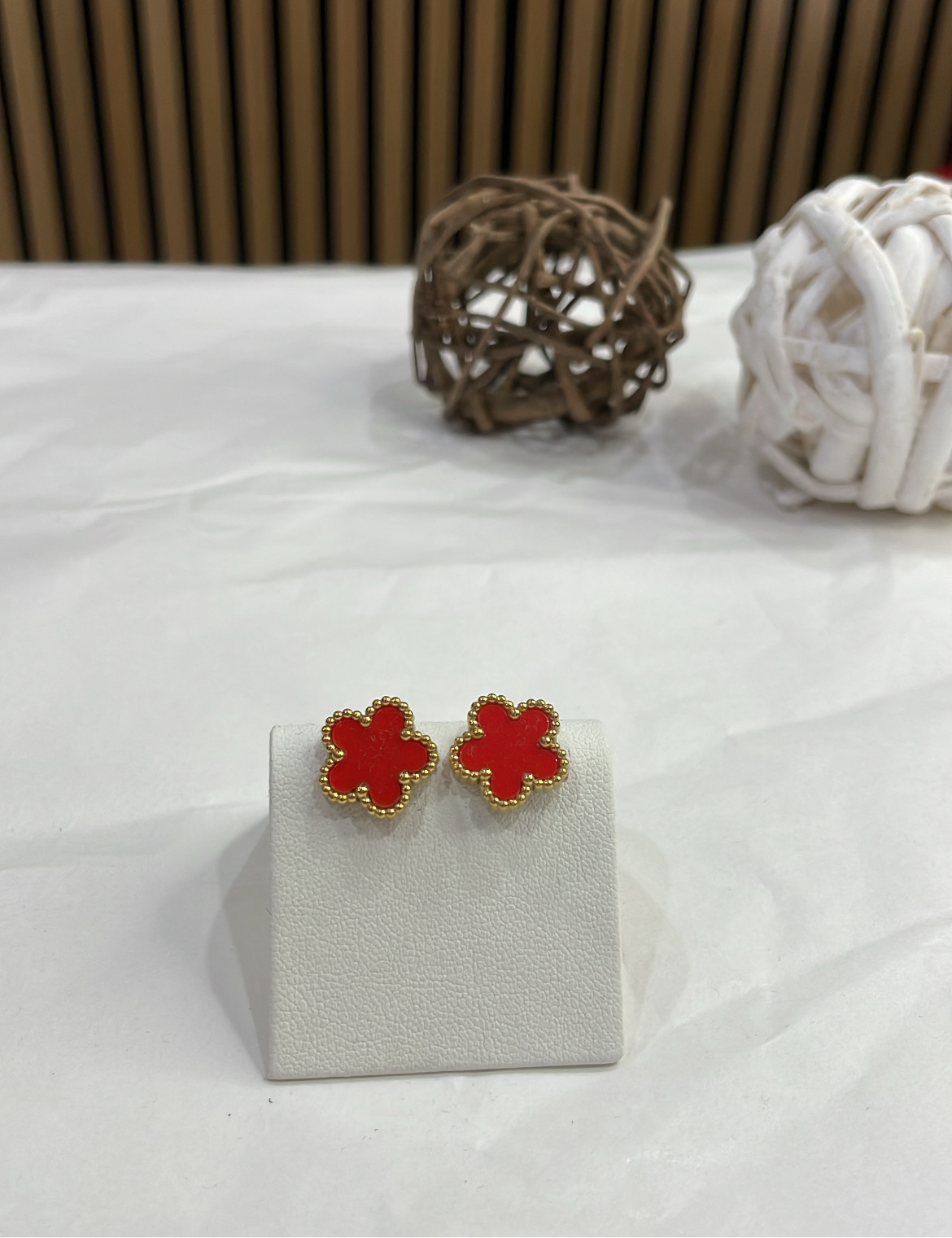 Boucles d’oreilles Fleur rouges